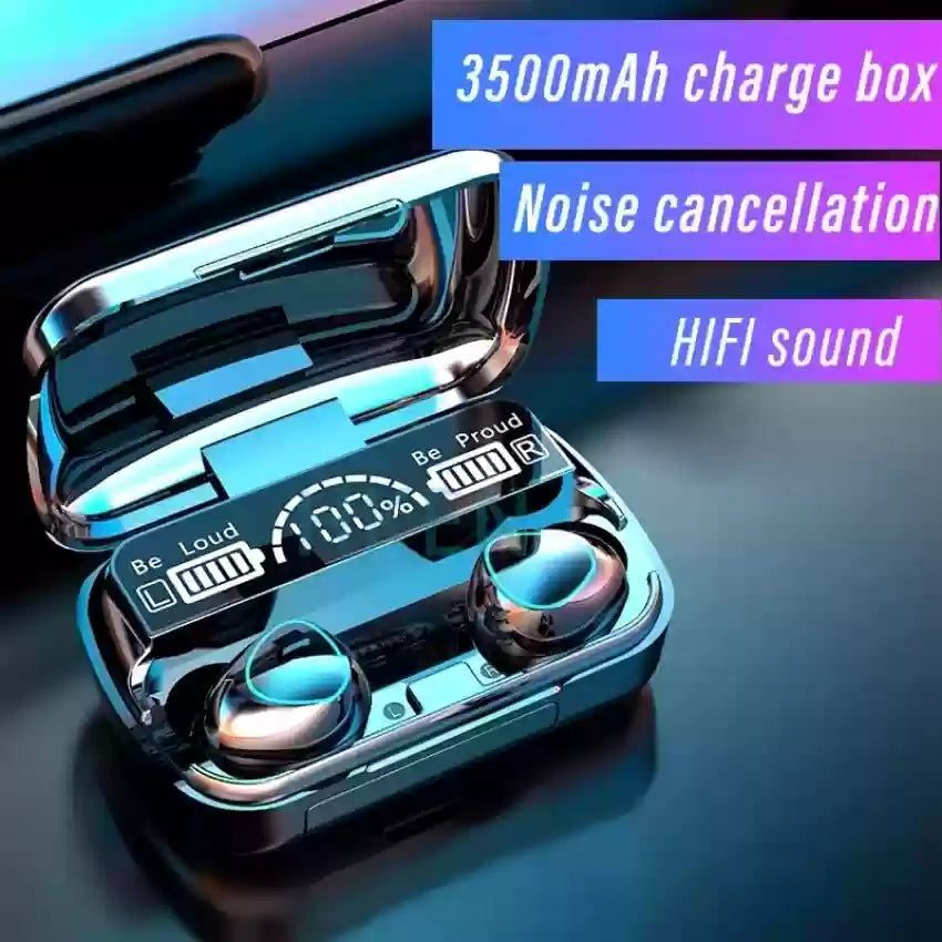 M10 Damix V 5.3 Bluetooth Wireless Earbuds with LED Display, Touch Control, and Long Battery Life