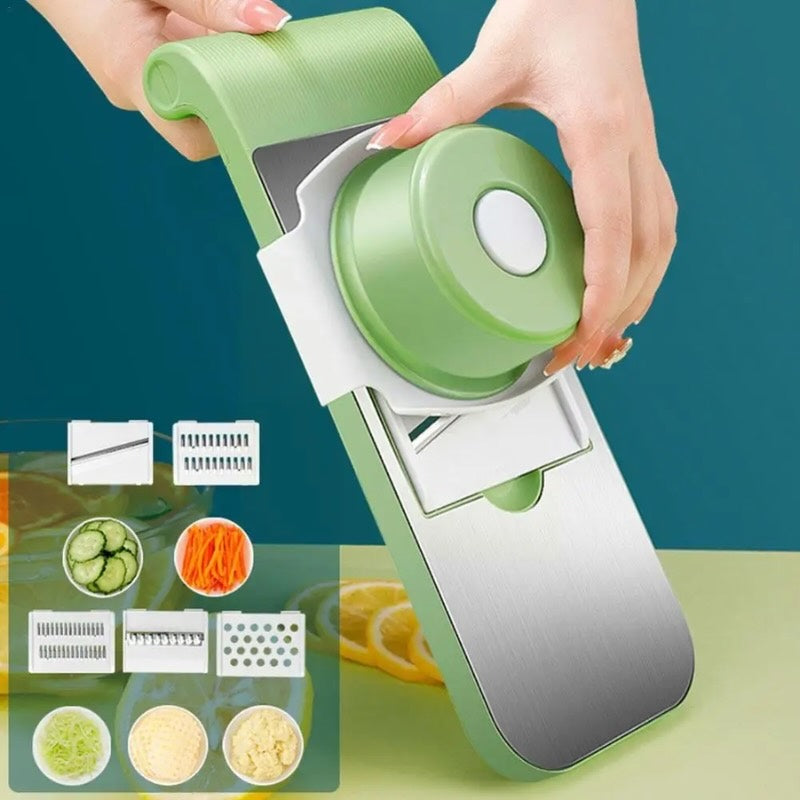 Multifunctional 5-Blade Vegetable Cutter & Grater | Stainless Steel Kitchen Tool
