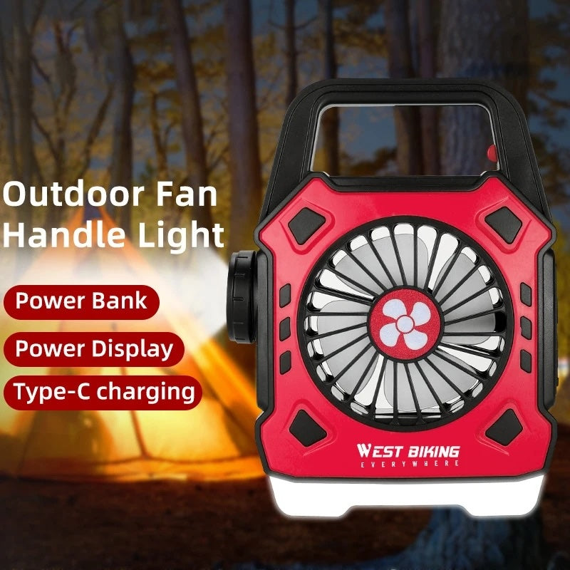 Multipurpose Rechargeable Desk & Camping Fan with LED Light, Flashlight & Power Bank