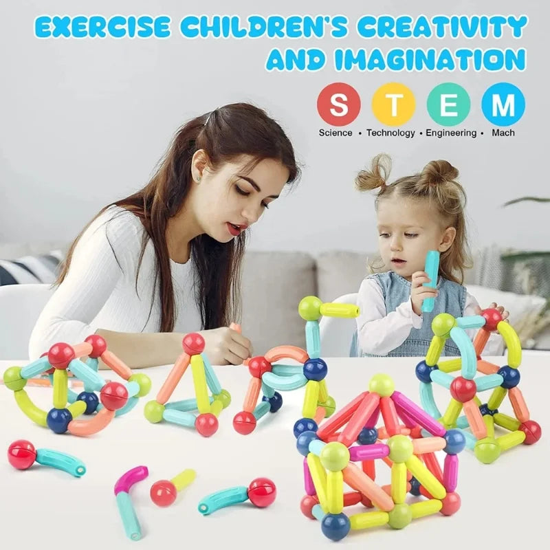 25 Pcs Magnetic Building Blocks Set | STEM Educational Rods & Balls Toy for Kids