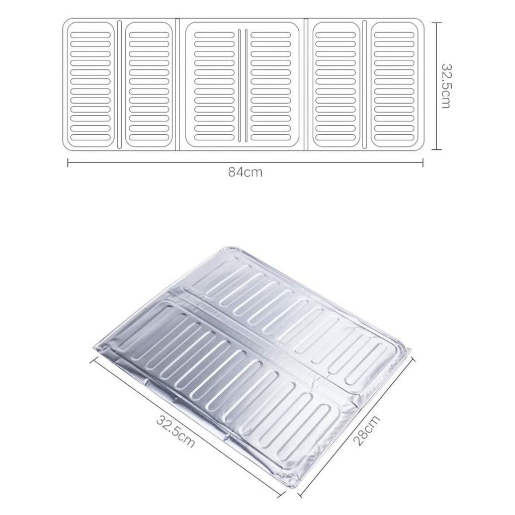 3-Sided Oil Proof Aluminum Foil Splatter Guard | Foldable Heat Insulation for Kitchen Stove | Silver