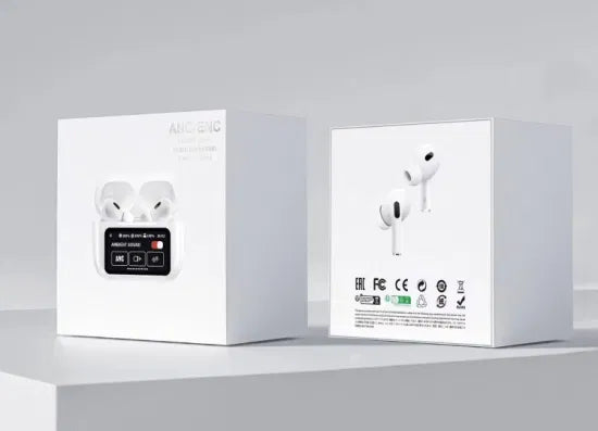 White A9 Pro ANC Bluetooth 5.4 Wireless Earbuds with Smart Screen and Active Noise Cancellation