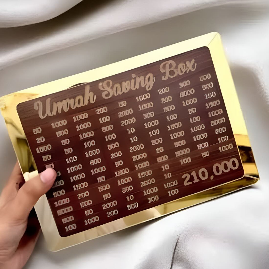 Umrah Saving Box – Premium Wooden | Save PKR 210,000 in 280 Days