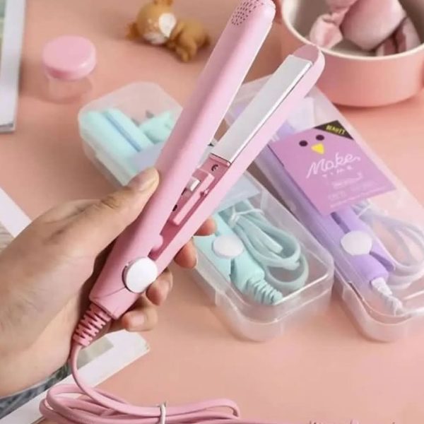 Mini Portable Ceramic Hair Straightener & Curler | Smooth, Silky, Frizz-Free Styling | Random Color